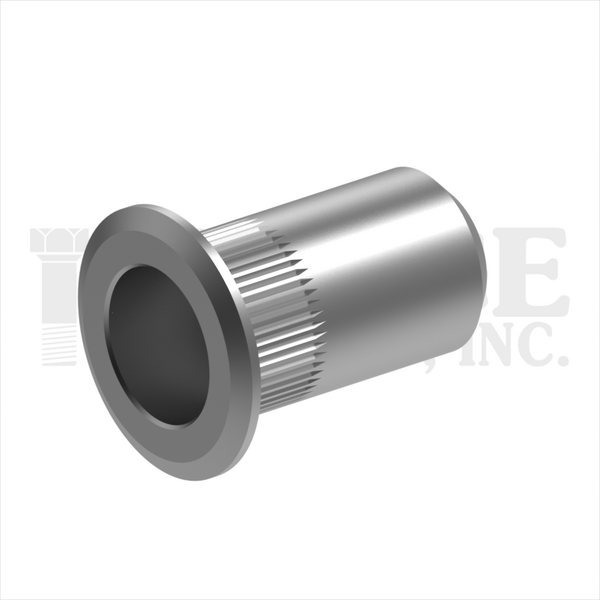 385LK025CAL 1/4-20 LARGE FLANGE KNURLED RIVET NUT ALUMINUM,GRIP RANGE .027-.165, THIN WALL